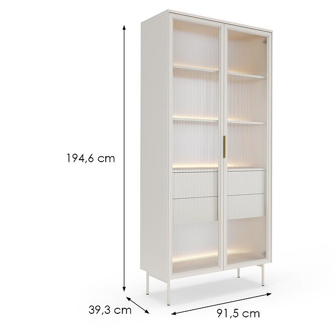 Vitrína Lumi Vysoká A 91 2d2s + Led Kašmír