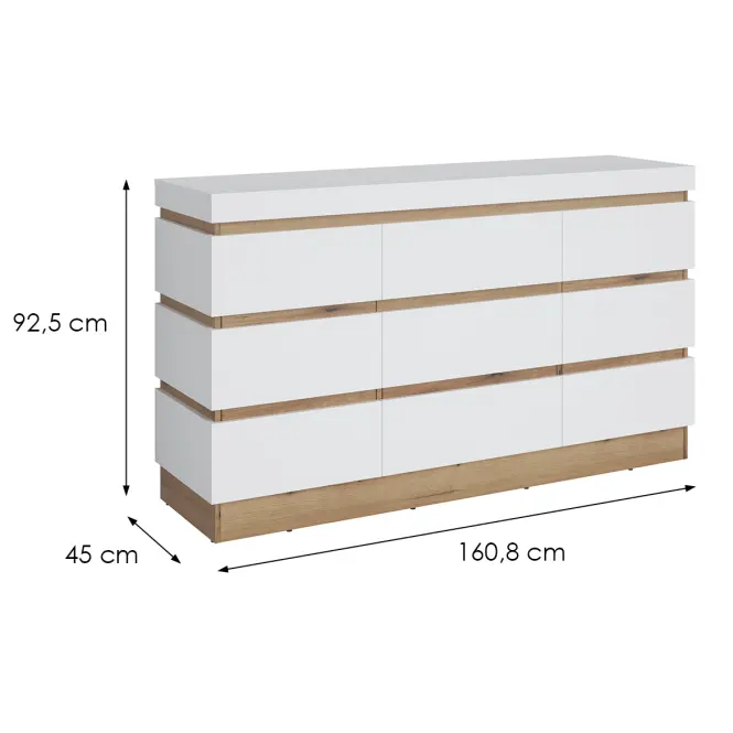 Komoda 3d1s Calabria Cork101 Dub Coast Evoke/Biela Alpin