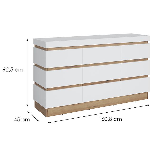 Komoda 3d1s Calabria Cork101 Dub Coast Evoke/Biela Alpin,2