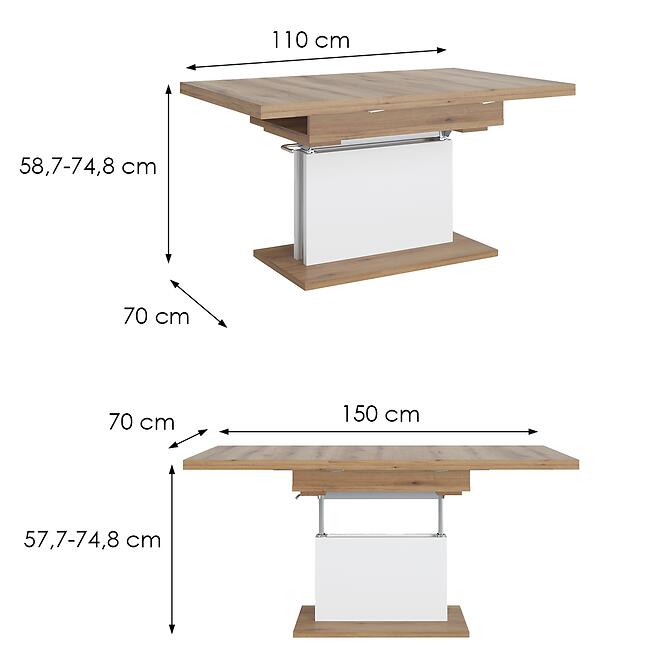 Stolik Calabria Crtt14 Dąb Coast Evoke /BIAŁA Alp,2