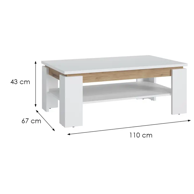 Stolík Calabria Rvt24 Dub Coast Evoke /Biela Alp