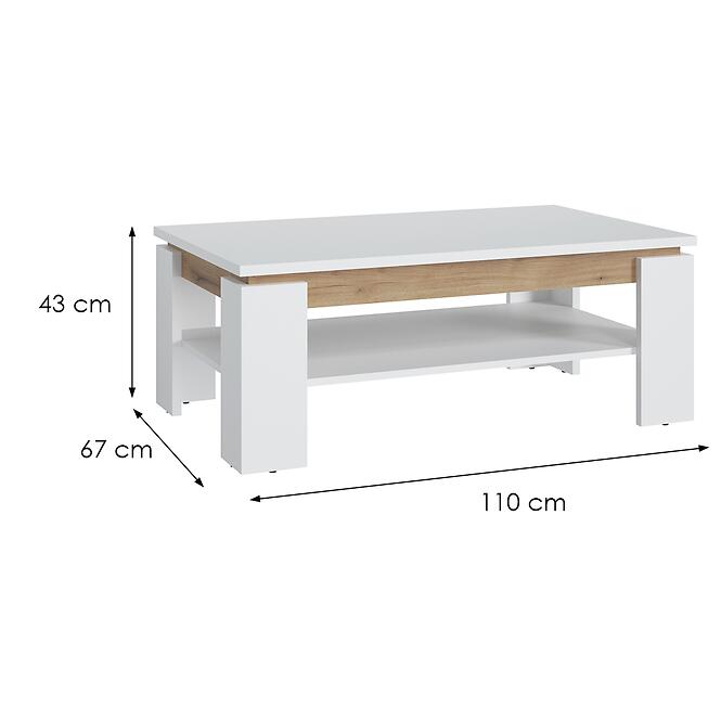 Stolík Calabria Rvt24 Dub Coast Evoke /Biela Alp