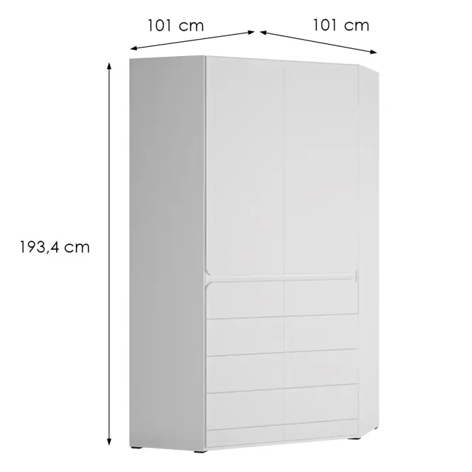 Skriňa Narożna 2d Flexi Flxs03  Mdf Alpin White/Alpin White Supermat