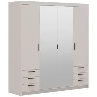 Skriňa Elena 4D 6S zrkadlo pieskovo béžová