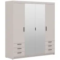 Skriňa Elena 4D 6S zrkadlo pieskovo béžová