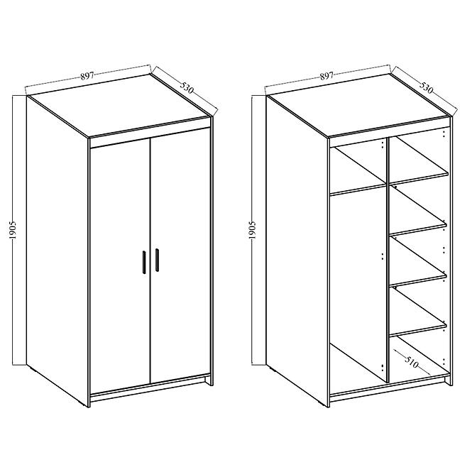 Skriňa Elena 2D 1zrkadlo dub olejovaný,9