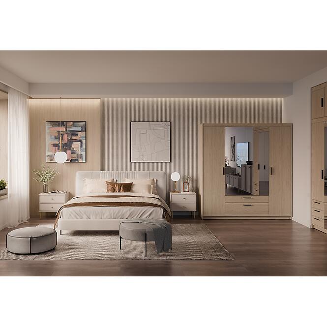 Skriňa Elena 4D 2S zrkadlo dub olejovaný