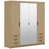 Skriňa Elena 176,3 cm so zrkadlom – dub olejovaný, štvordverová, zásuvky