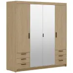 Skriňa Elena 4D 6S zrkadlo dub olejovaný
