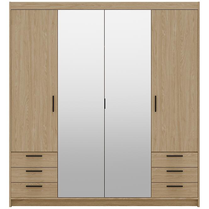 Skriňa Elena 4D 6S zrkadlo dub olejovaný