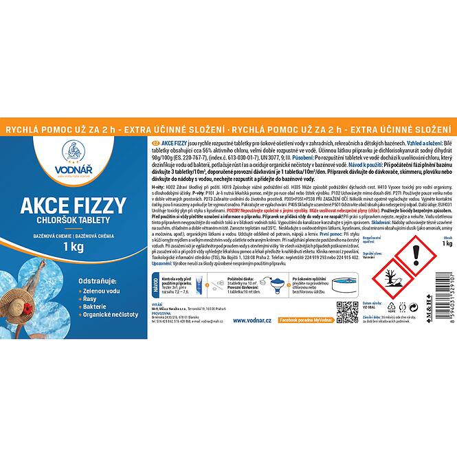 Vodnar Chloršok minitablety Akce Fizzy 1 kg,2