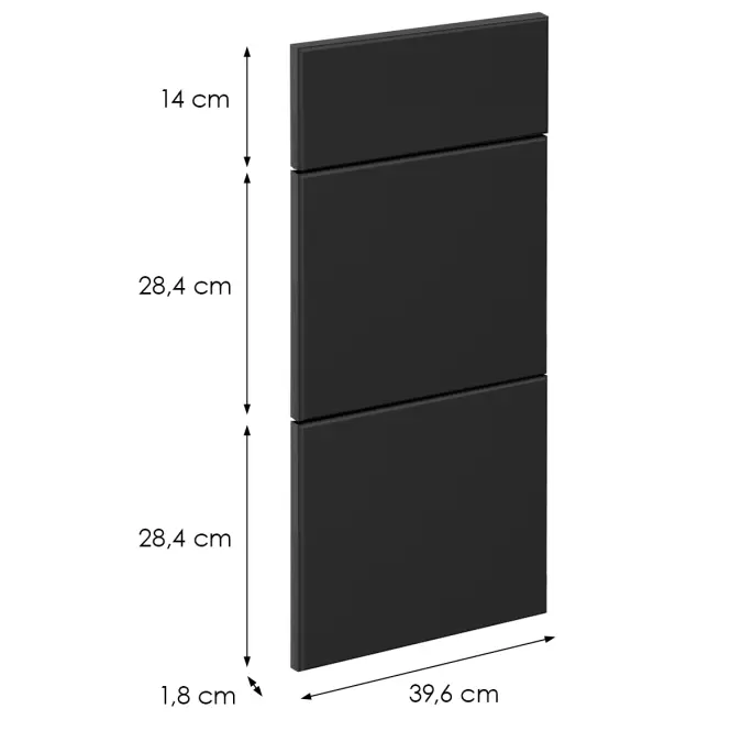 Čelo skrinky Luxeo F16-D40S3-AX tenký rám black