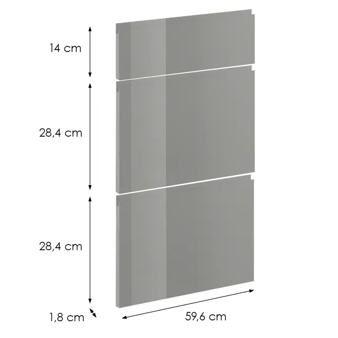 Čelo skrinky Luxeo F02-D60S3-AX grey lak,2