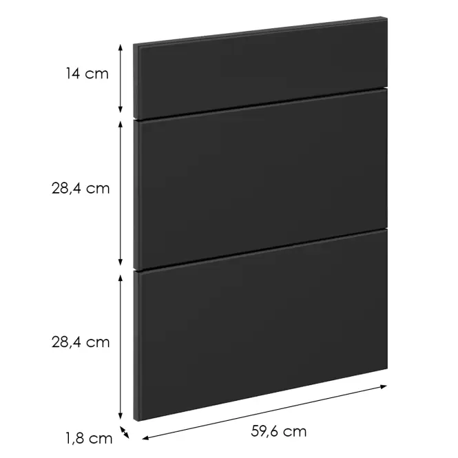 Čelo skrinky Luxeo F16-D60S3-AX tenký rám black,2