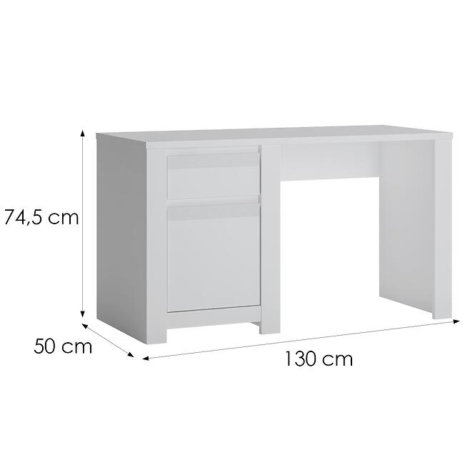 Písací stôl Novi NVIB01 1D1S biela alpin/pvc biela supermat,2