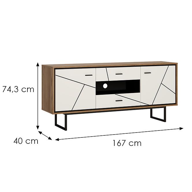 Komoda Brolo BROK01 2D2S dub catania/čierna perla/mdf biela HG,2