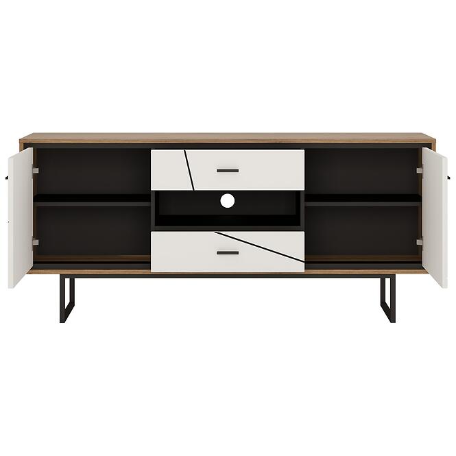Komoda Brolo BROK01 2D2S dub catania/čierna perla/mdf biela HG,3