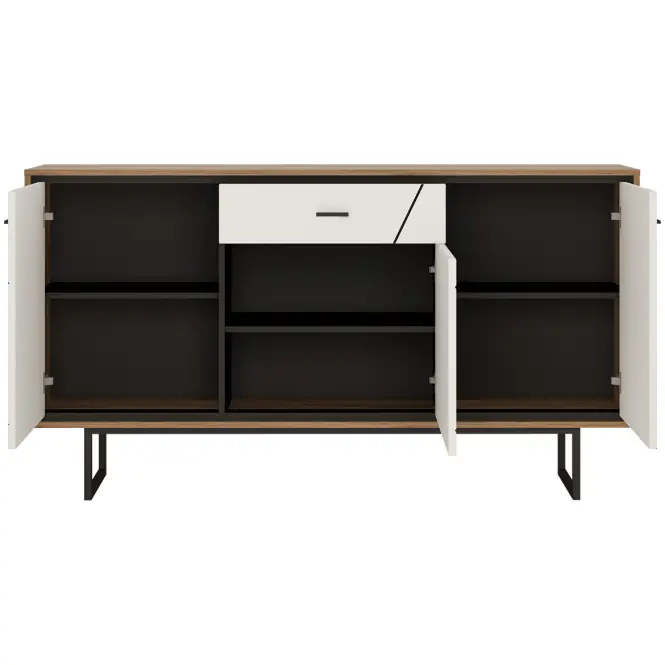 Komoda Brolo BROK04 3D1S dub catania/čierna perla/mdf biela HG