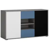 Komoda Laser LASK02B 2D2S platinovo sivá/čierna perla/alpská biela/modrá