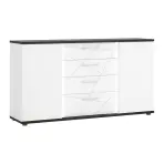 Komoda Venezia VENK01 2D4S biela alpská/dub vicenza čierna/mdf biela L