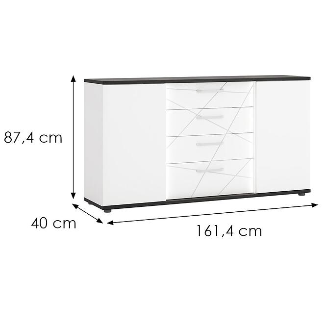 Komoda Venezia VENK01 2D4S biela alpská/dub vicenza čierna/mdf biela L,2