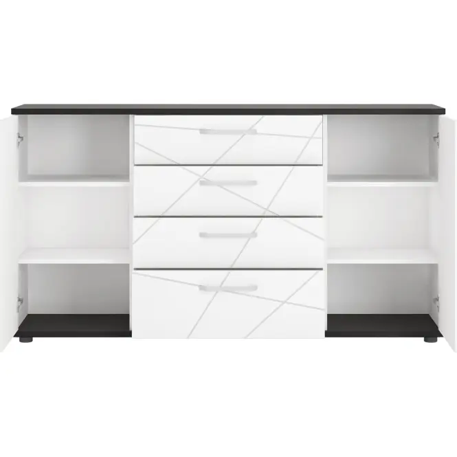 Komoda Venezia VENK01 2D4S biela alpská/dub vicenza čierna/mdf biela L,3