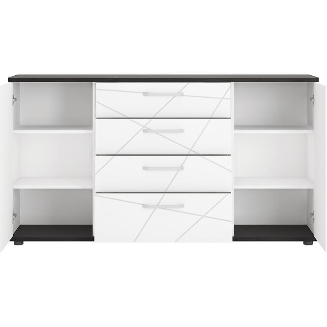 Komoda Venezia VENK01 2D4S biela alpská/dub vicenza čierna/mdf biela L,3