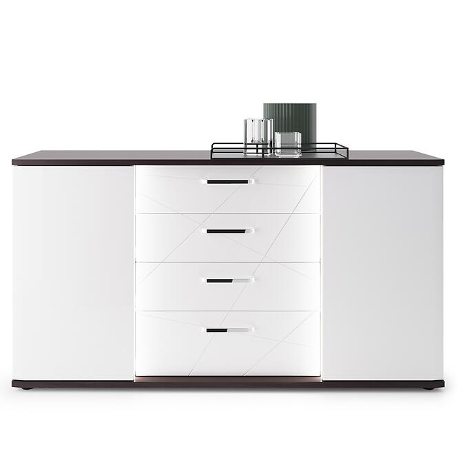 Komoda Venezia VENK01 2D4S biela alpská/dub vicenza čierna/mdf biela L,4