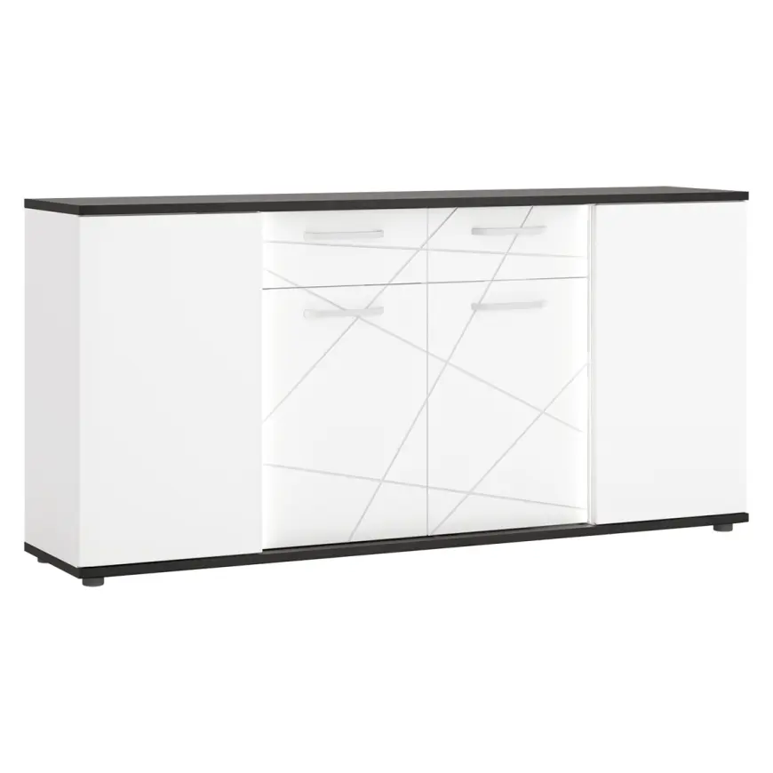 Komoda Venezia VENK02 4D2S biela alpská/dub vicenza čierna/mdf biela L