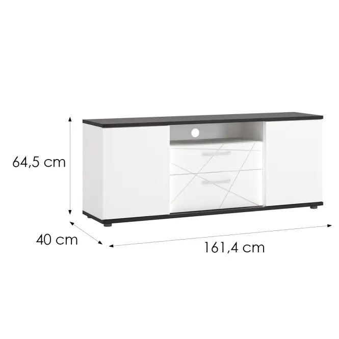 Komoda RTV Venezia VENF01 2D2S biela alpská/dub vicenza čierna/mdf biela L