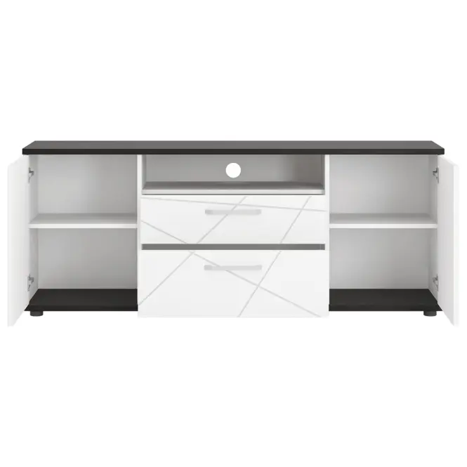 Komoda RTV Venezia VENF01 2D2S biela alpská/dub vicenza čierna/mdf biela L