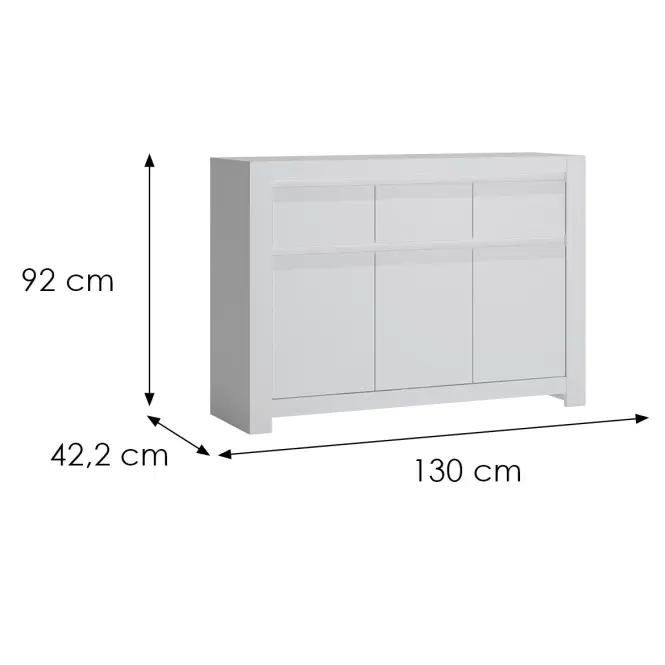 Komoda Novi NVIK04 3D3S biela alpin/pvc biela supermat