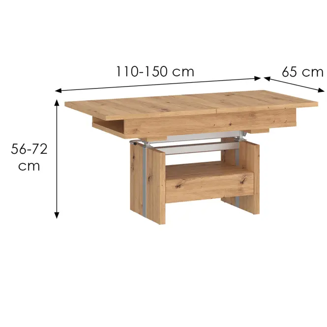 Konferenčný stolík Cortado CRTT02 1S so zdvihom dub artisan