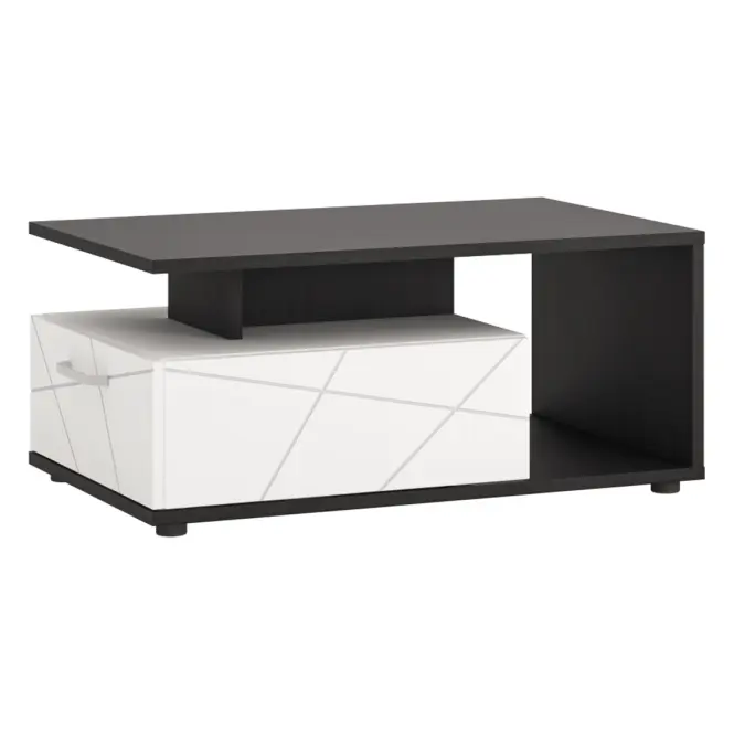Konferenčný stolík Venezia VENT01 1S biela alpská/dub vicenza čierna /mdf biela L