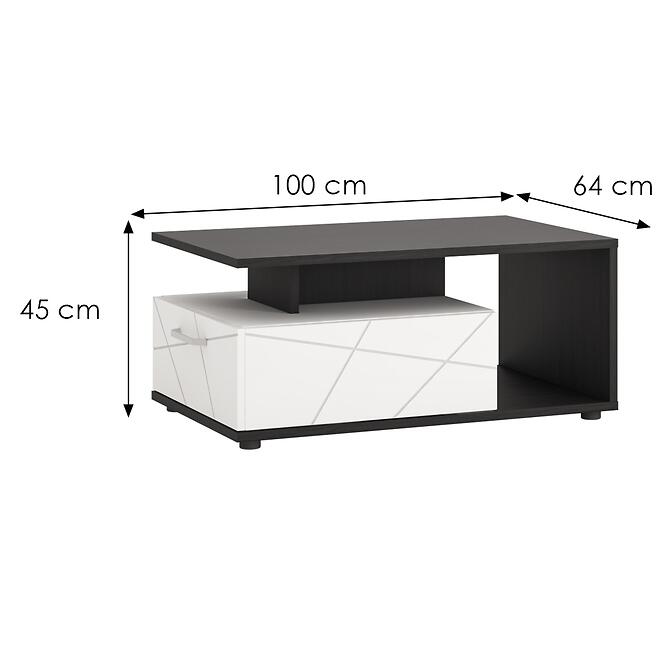 Konferenčný stolík Venezia VENT01 1S biela alpská/dub vicenza čierna /mdf biela L,2