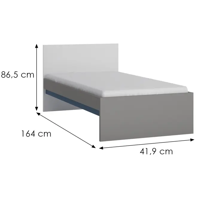 Posteľ Laser LASZ01B 90 platinovo sivá/čierna perla/alpská biela/modrá,2