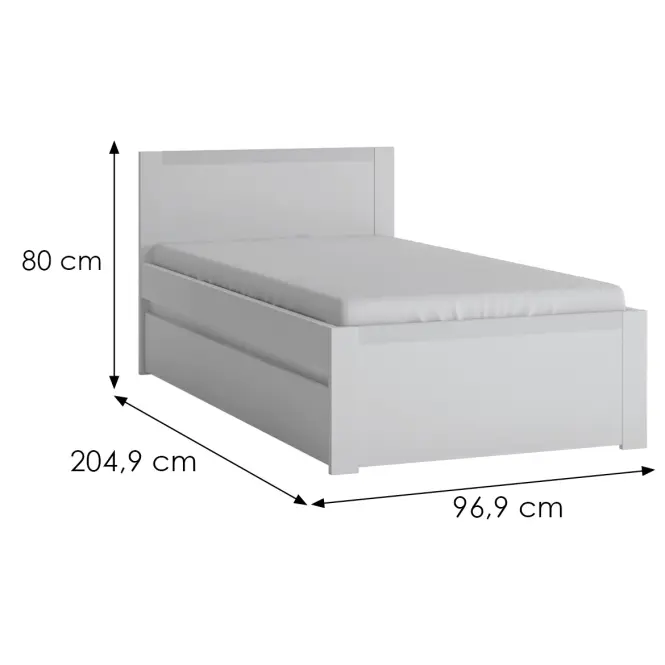 Posteľ Novi NVIZ01 90 1S biela alpin/pvc biela supermat,2