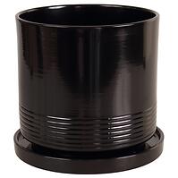 Kvetináč Cylinder Rille 15 cm čierna + podmiska