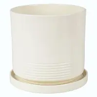 Kvetináč Cylinder Rille 15 cm krémová + podmiska