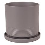 Kvetináč Cylinder Rille 15 cm sivý matná + podmiska