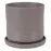 Kvetináč Cylinder Rille 15 cm sivý matná + podmiska
