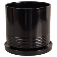 Kvetináč Cylinder Rille 17 cm čierna + podmiska