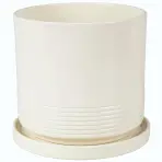 Kvetináč Cylinder Rille 17 cm krémová + podmiska