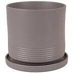 Kvetináč Cylinder Rille 17 cm bazaltová matná + podmiska