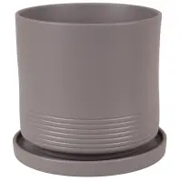 Kvetináč Cylinder Rille 17 cm bazaltová matná + podmiska