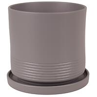 Kvetináč Cylinder Rille 17 cm bazaltová matná + podmiska
