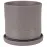 Kvetináč Cylinder Rille 17 cm bazaltová matná + podmiska