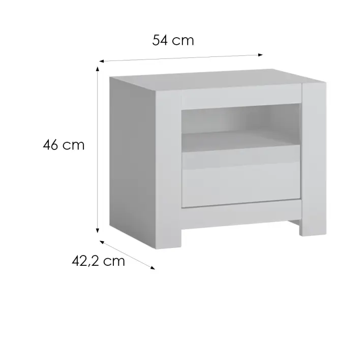 Nočný stolík Novi NVIK05 1S biela alpin/pvc biela supermat,2