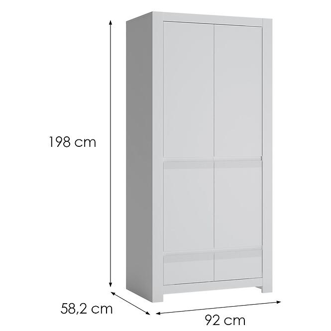 Skriňa Novi NVIS02 2D2S biela alpin/pvc biela supermat