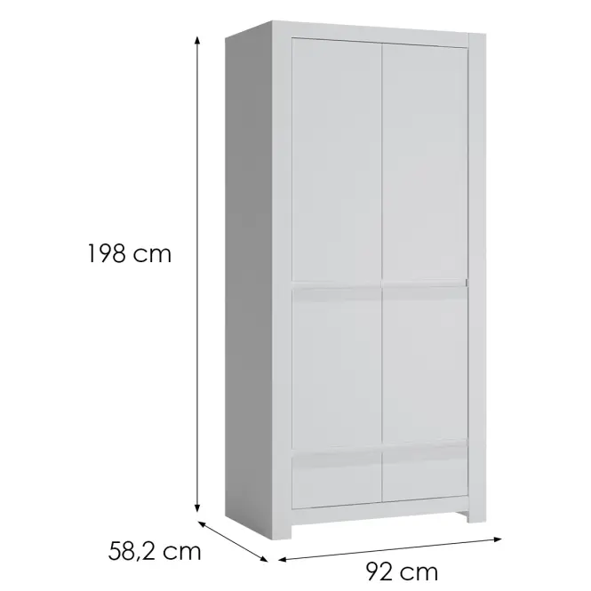 Skriňa Novi NVIS02 2D2S biela alpin/pvc biela supermat,2